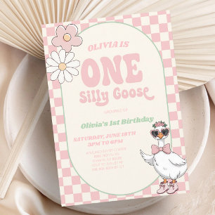 Invitation Une Joyeuse Oie 1er Anniversaire Rétro Moderne