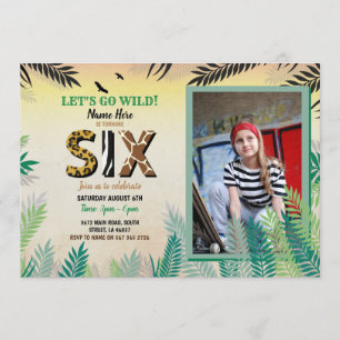 Invitation Une jungle 6e fête d'anniversaire 6 Safari ZOO Pho