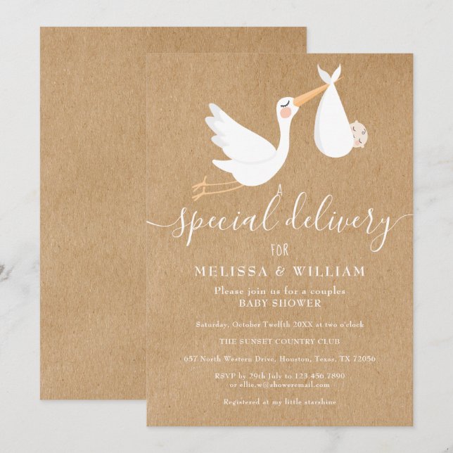 Invitation Une livraison spéciale Douche pour bébés Couples / (Devant / Derrière)