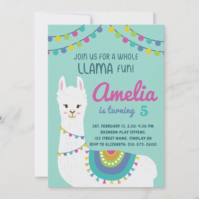 Invitation Une Llama Amusante Soirée Anniversaire Toute Âge (Devant)