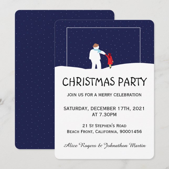 Invitation Une Marche Avec L'Invitation Du Fête De Noël Snowm (Devant / Derrière)