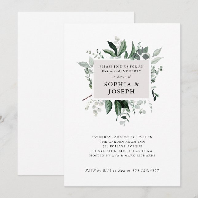 Invitation Une nature simple et moderne| Groupe d'engagement (Devant / Derrière)