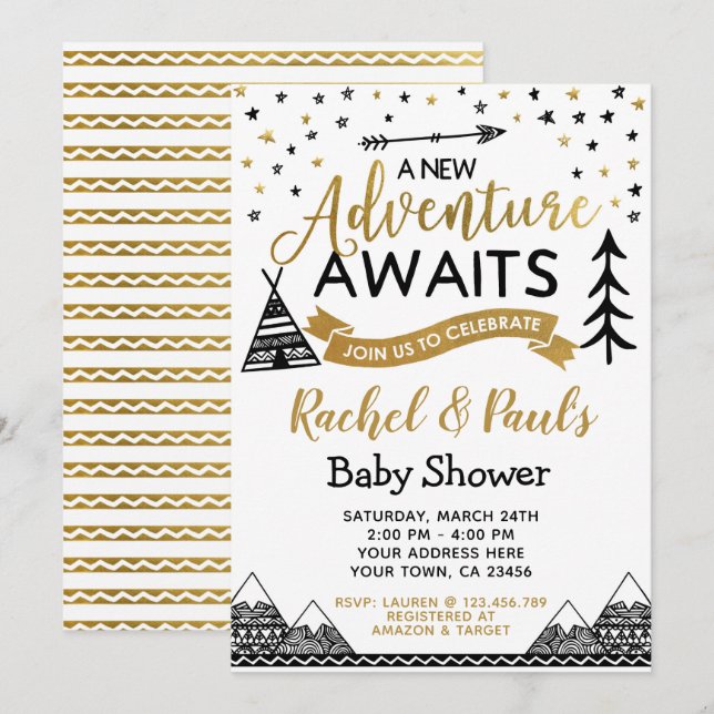 Invitation Une nouvelle aventure attend l'invitation du Baby  (Devant / Derrière)