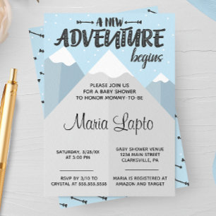 Invitation Une nouvelle aventure commence le Baby shower d'hi
