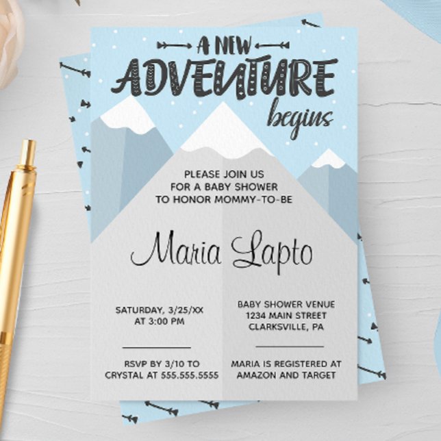 Invitation Une nouvelle aventure commence le Baby shower d'hi (Créateur téléchargé)