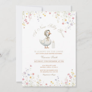 Invitation Une nouvelle douche de bébé Fleur Sauvage Canard S