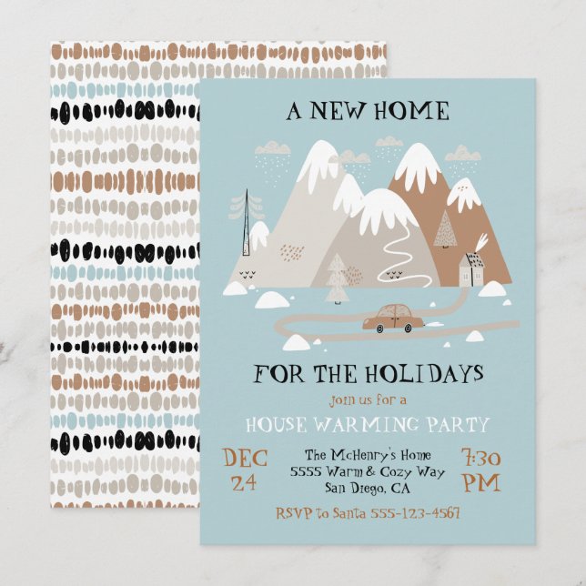Invitation Une nouvelle maison pour la fête du réchauffement  (Devant / Derrière)