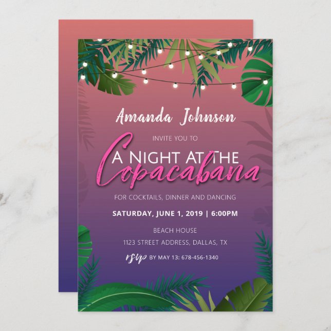 Invitation Une Nuit À L'Invitation De Copacabana Havana (Devant / Derrière)
