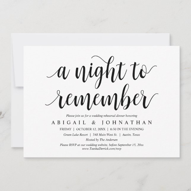 Invitation Une Nuit À Ne Pas Oublier, Dîner De Répétition Mar (Devant)