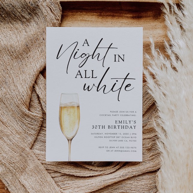 Invitation Une nuit dans tout Anniversaire Blanc (Créateur téléchargé)