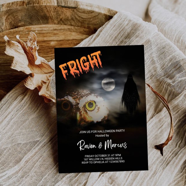 Invitation Une nuit de frayeur avec le hibou et le fantôme -  (Créateur téléchargé)