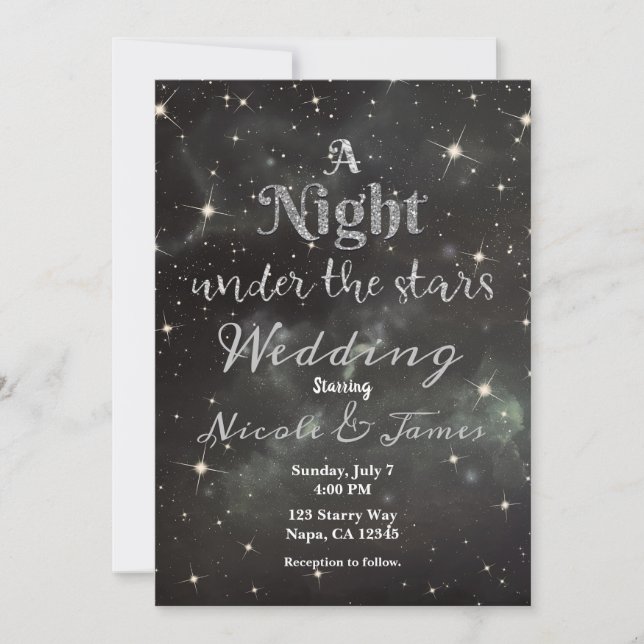 Invitation Une nuit sous les étoiles Dark Night Sky Mariage (Devant)