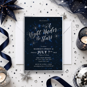 Invitation Une nuit sous les étoiles Sweet Sixteen Argent