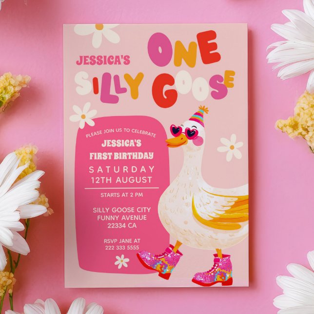 Invitation Une oie idiote Enfants d'été Super 1er anniversair (Créateur téléchargé)