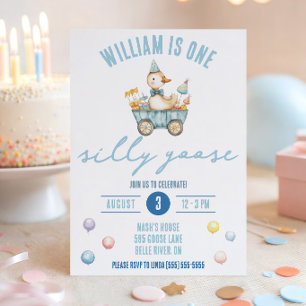 Invitation Une oie idiote, Première fête d'anniversaire
