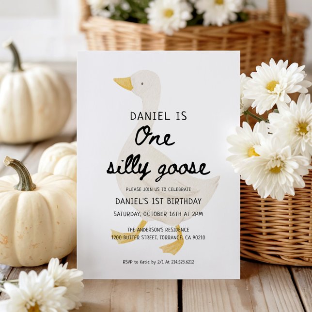 Invitation Une oie sotte 1ère fête d'anniversaire (Créateur téléchargé)