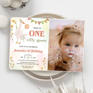 Invitation Une oie sotte 1ère fête d'anniversaire Photo