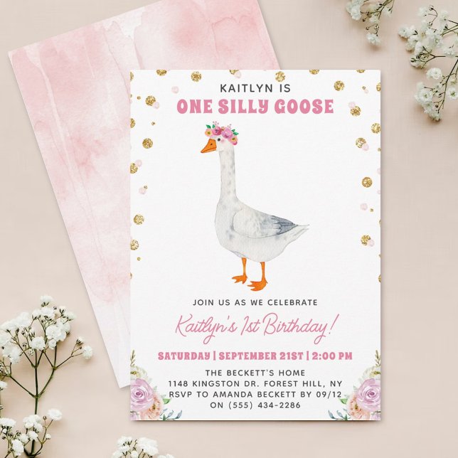 Invitation Une oie sotte fille 1er anniversaire (Créateur téléchargé)