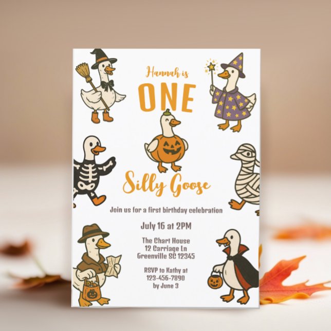 Invitation Une oie sotte Halloween premier anniversaire (Créateur téléchargé)