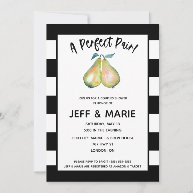 Invitation Une Paire Parfaite ! Fête des mariées moderne des  (Devant)