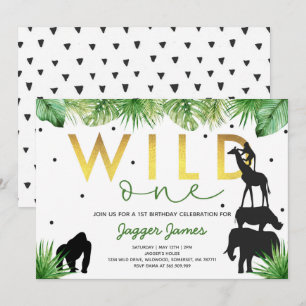 Invitation Une partie sauvage d'animaux de jungle