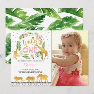 Invitation Une partie sauvage d'animaux de jungle