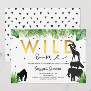 Invitation Une partie sauvage d'animaux de jungle