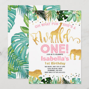 Invitation Une partie sauvage d'animaux de jungle