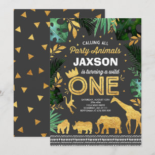 Invitation Une partie sauvage d'animaux de jungle