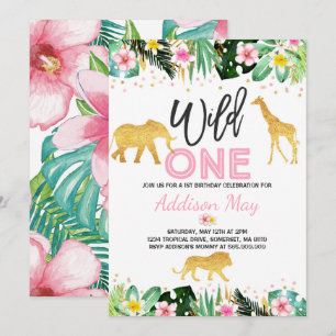 Invitation Une partie sauvage d'animaux de jungle