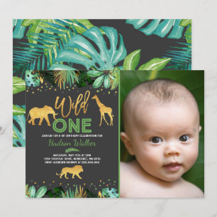 Invitation Une partie sauvage d'animaux de jungle
