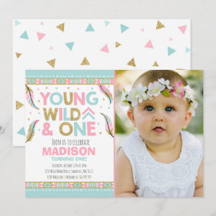 Invitation Une partie sauvage sauvage de plume de Boho