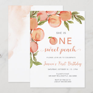Invitation Une Pêche Douce Premier anniversaire