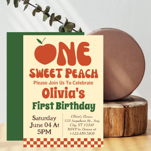 Invitation Une Pêche Douce - Retro Pêche 1er Anniversaire