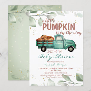 Invitation Une petite baby shower avec un camion de citrouill