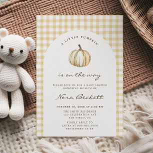 Invitation Une petite Baby Shower carreaux de Pompier