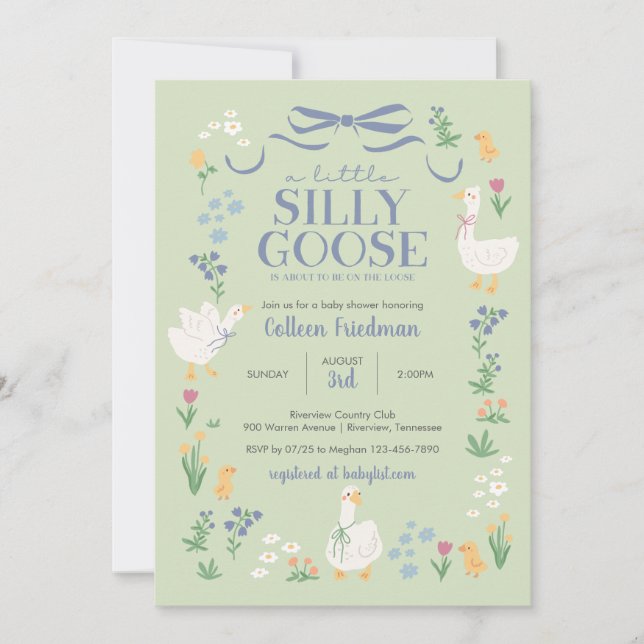 Invitation Une petite Baby shower d'oie stupide (Devant)