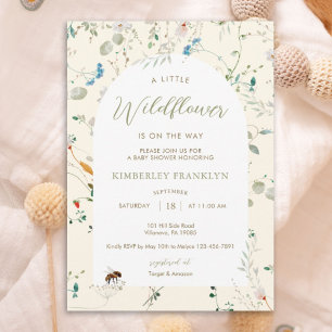 Invitation Une petite Baby Shower Fleur Sauvage Abeille de Wi