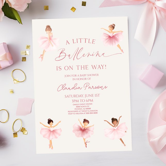 Invitation Une Petite Ballerina Est En Route ! Baby shower (Créateur téléchargé)