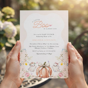 Invitation Une petite boo mignonne Fête Prénatale Rose d'Octo