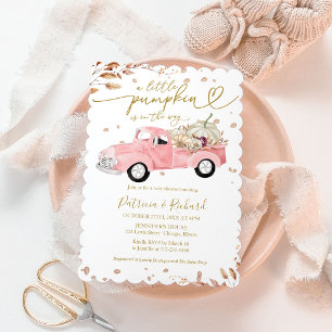 Invitation Une petite camionnette rose pour citrouille Fête p
