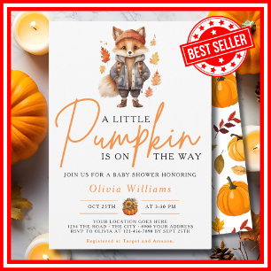 Invitation Une petite citrouille automne Baby Shower RENARD R