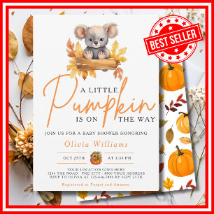 Invitation Une petite citrouille automne KOALA Baby Shower