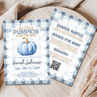 Invitation Une petite citrouille est en route Baby Shower Ble