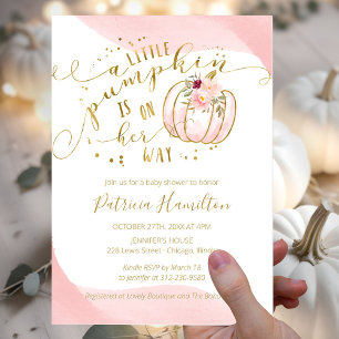 Invitation Une petite citrouille est en route Fille Baby Show