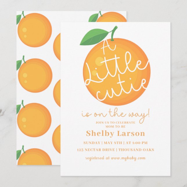 Invitation Une Petite Coutume, Un Baby shower, Un Genre Neutr (Devant / Derrière)