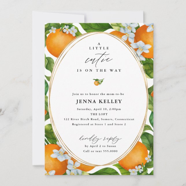 Invitation Une Petite Couture Sur Tout Le Baby shower Orange  (Devant)