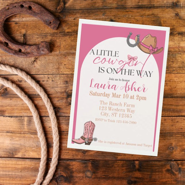 Invitation Une petite cow-girl est en chemin baby shower (Créateur téléchargé)