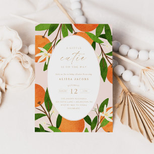 Invitation Une petite croûte   Baby shower moderne rose neutr