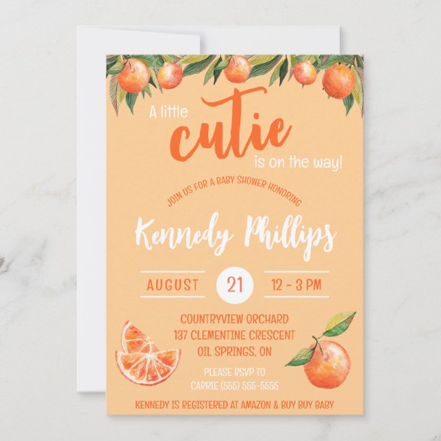 Invitation Une petite CUTIE est en route ! Baby shower (Devant)
